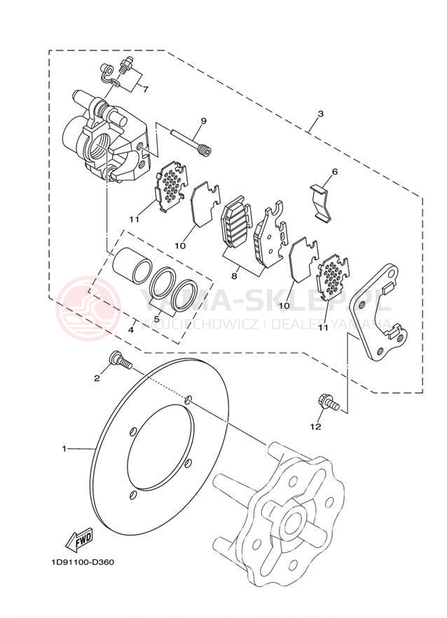 Schemat "Zacisk hamulcowy tylny" do Yamaha GRIZZLY 400 YFM4FGW