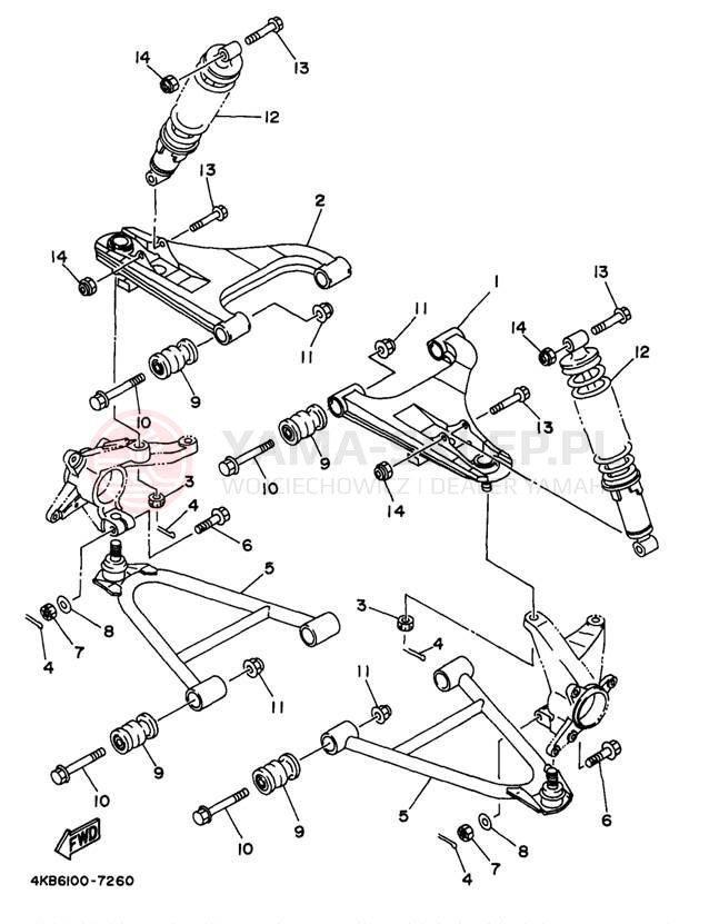 Schemat "Koło przód" do Yamaha WOLVERINE YFM35FXK