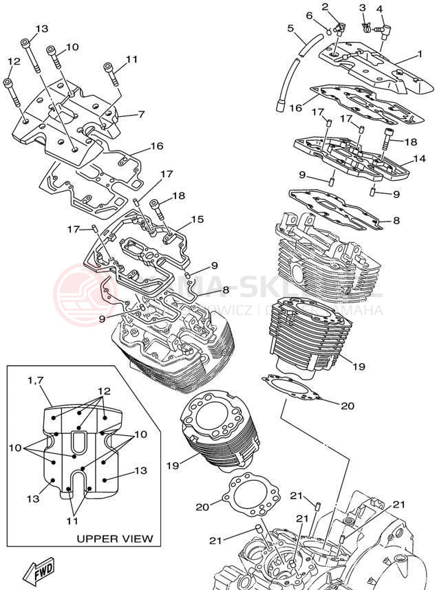 Schemat "cylinder" do Yamaha ROAD STAR XV1600ALC/XV1600AL
