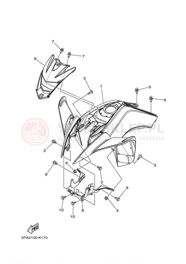Schemat "Przedni błotnik" do Yamaha RAPTOR 125 YFM125RDW/YFM125RDL