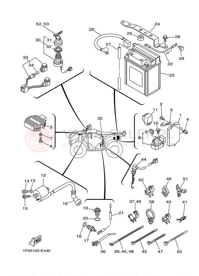 Schemat "układ elektryczny" do Yamaha BIG BEAR 250 YFM25BW