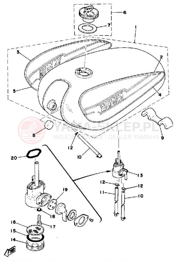 Schemat "zbiornik paliwa" do Yamaha RD200C