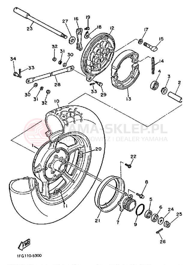 Schemat "Koło tył" do Yamaha MAXIM XJ700N/XJ700NC