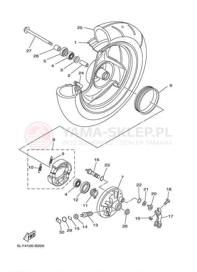 Schemat "Koło przód" do Yamaha VINO CLASSIC YJ50RAR