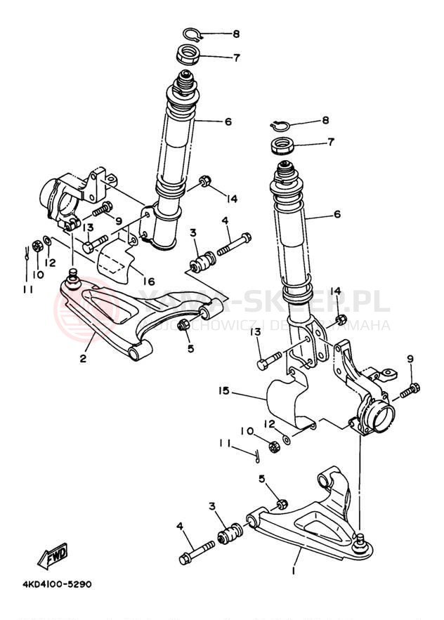 Schemat "Koło przód" do Yamaha TIMBERWOLF 4WD YFB250FWK
