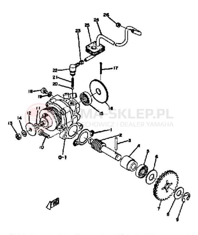 Schemat "Pompa olejowa" do Yamaha YZ80A