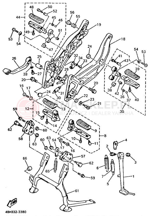 Schemat "Stopka postojowa i podnóżki" do Yamaha GTS1000AE/GTS1000AEC