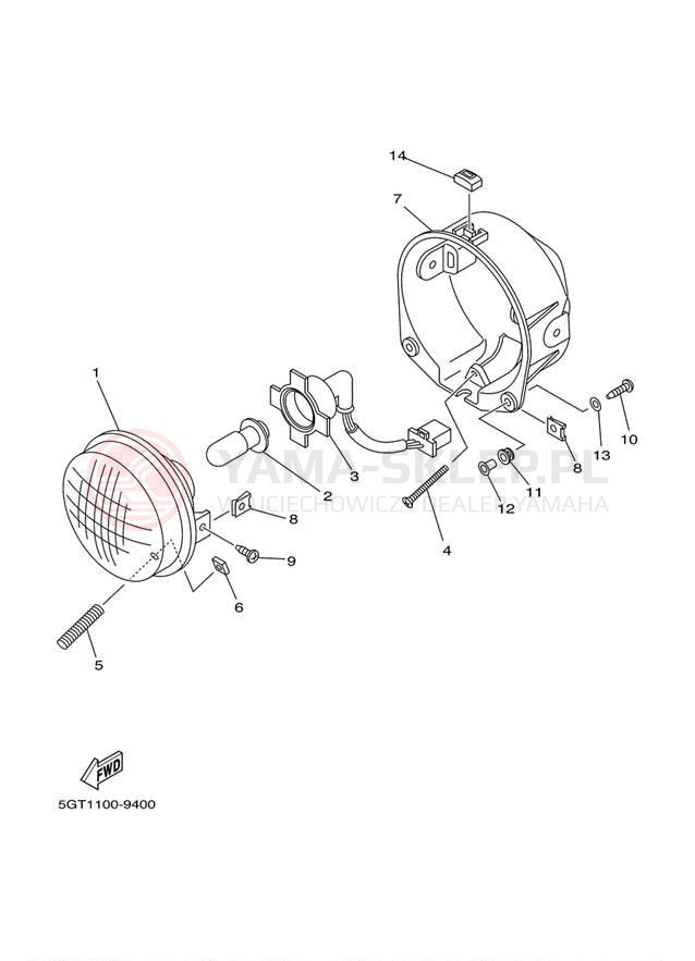 Schemat "Lampa przód" do Yamaha GRIZZLY YFM600FMC/YFM600FM