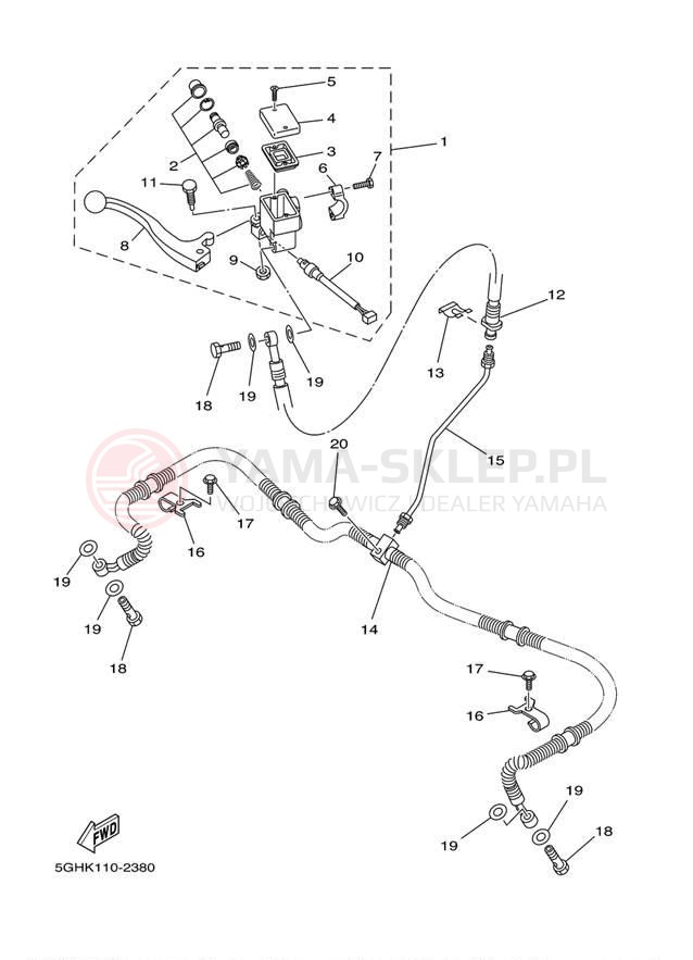 Schemat "Pompa hamulcowa przednia" do Yamaha KODIAK 450 4WD YFM450FAR