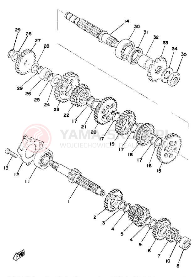Schemat "Skrzynia biegów " do Yamaha YZ175C