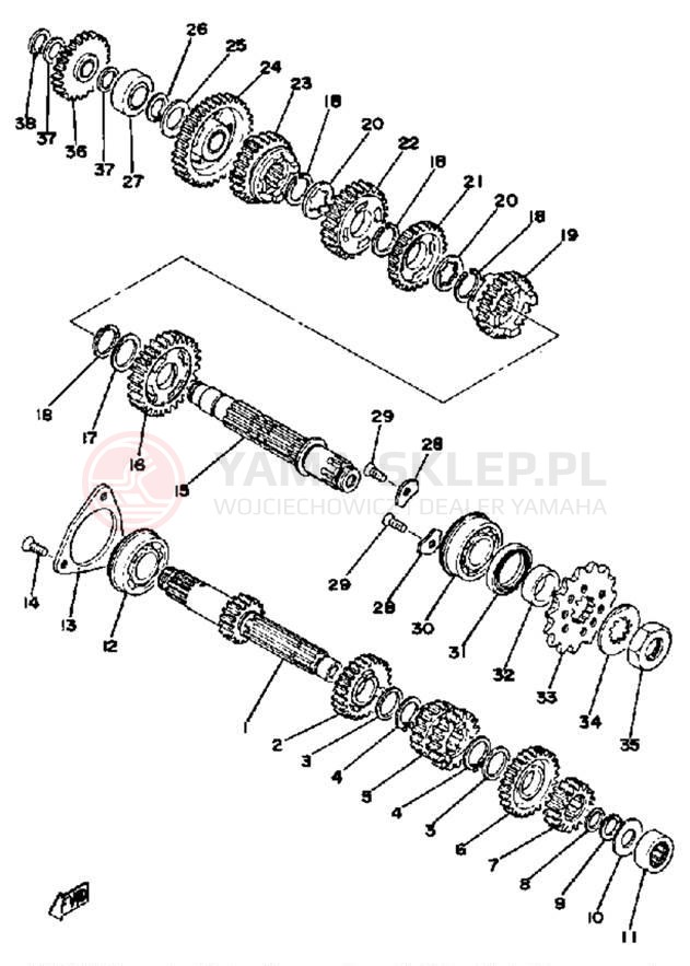 Schemat "Skrzynia biegów " do Yamaha YZ250E