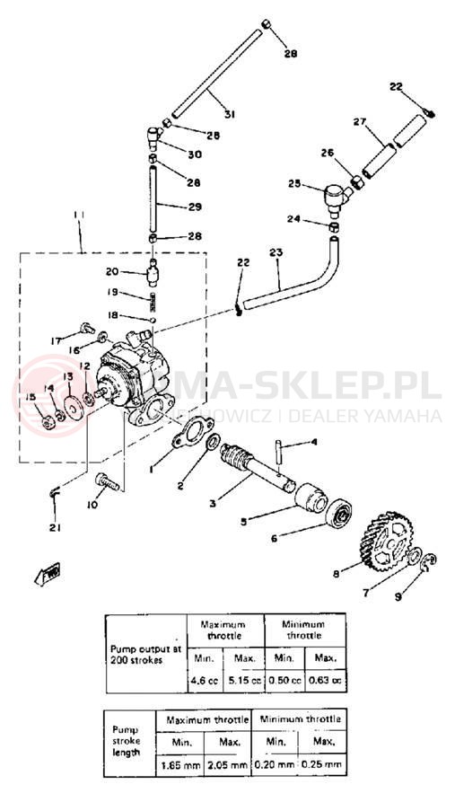 Schemat "Pompa olejowa" do Yamaha DT175E