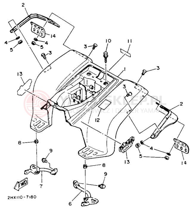 Schemat "Tylny błotnik" do Yamaha CHAMP YFM100T