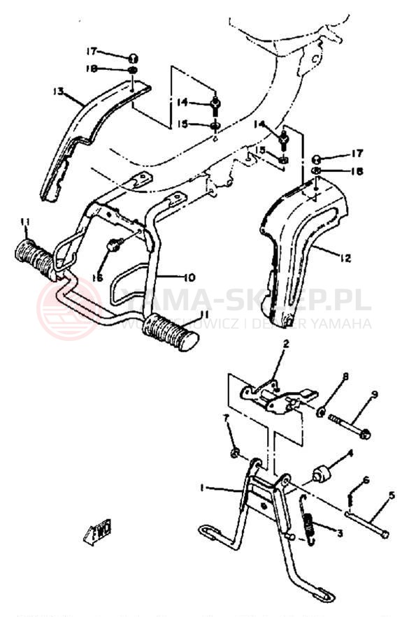 Schemat "Stopka postojowa i podnóżki" do Yamaha YAMAHOPPER QT50S