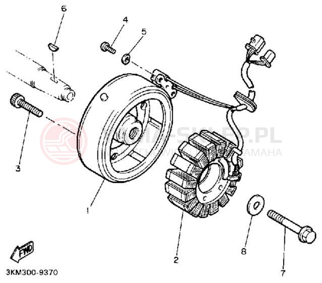 Schemat "prądnica" do Yamaha RADIAN YX600W/YX600WC