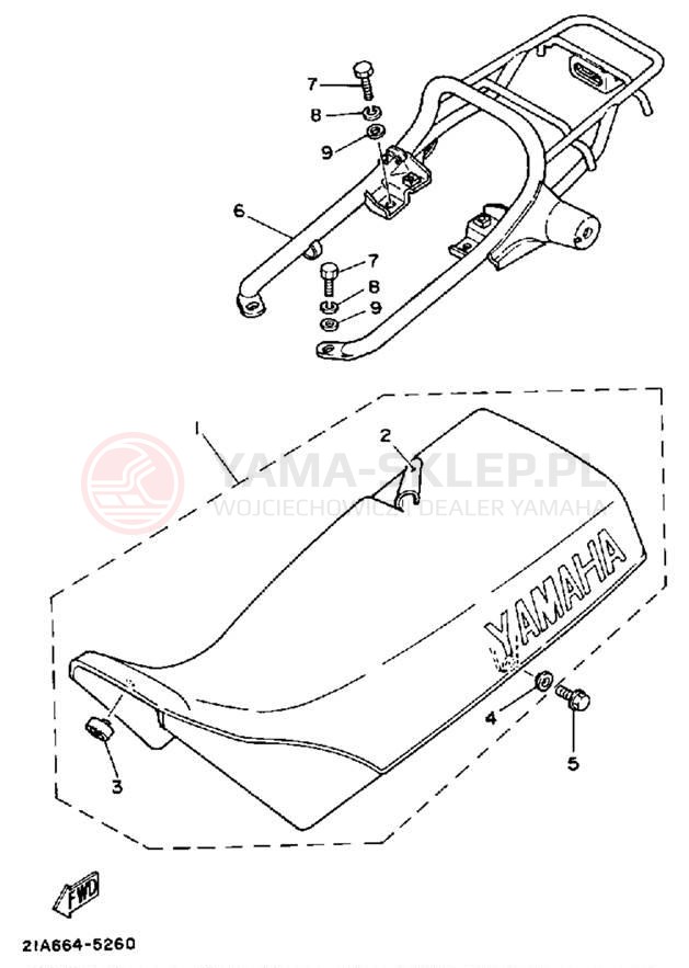 Schemat "siedzenie" do Yamaha DT50LC/DT50A