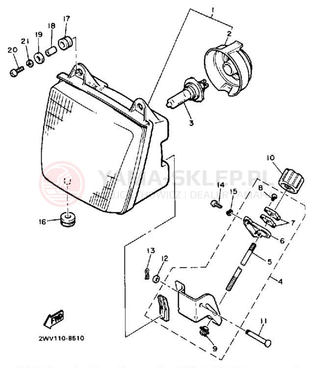 Schemat "Lampa przód" do Yamaha XVZ13U/XVZ13UC