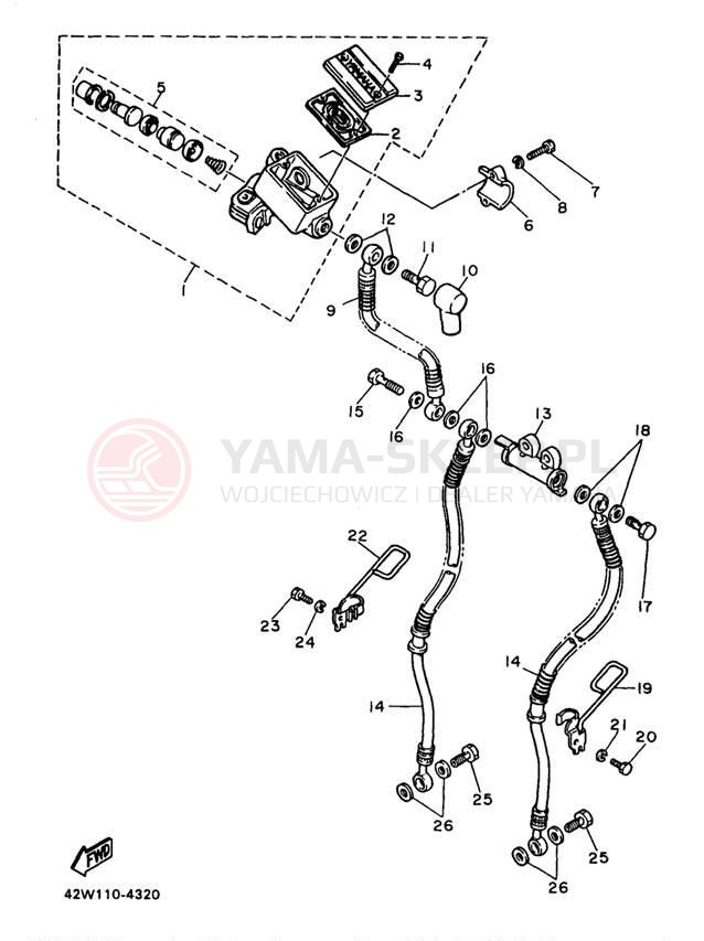 Schemat "Pompa hamulcowa przednia" do Yamaha VIRAGO 750 XV750J1/XV750JC1
