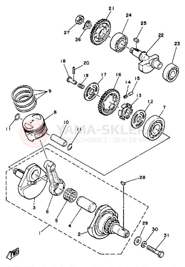 Schemat "Wał korbowy, tłok" do Yamaha BIG WHEEL ELEC START BW200EU