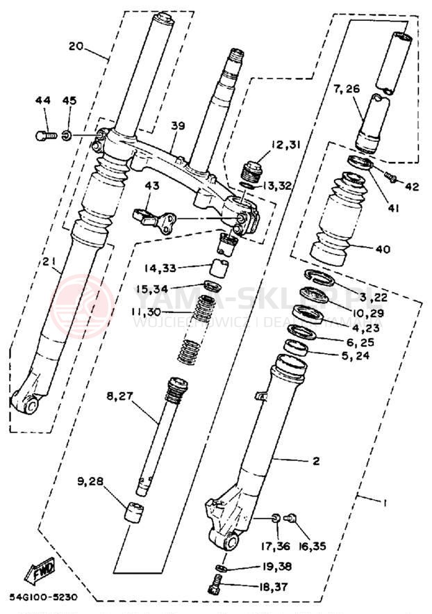 Schemat "Amortyzatory przód" do Yamaha BIG WHEEL ELEC START BW200EU