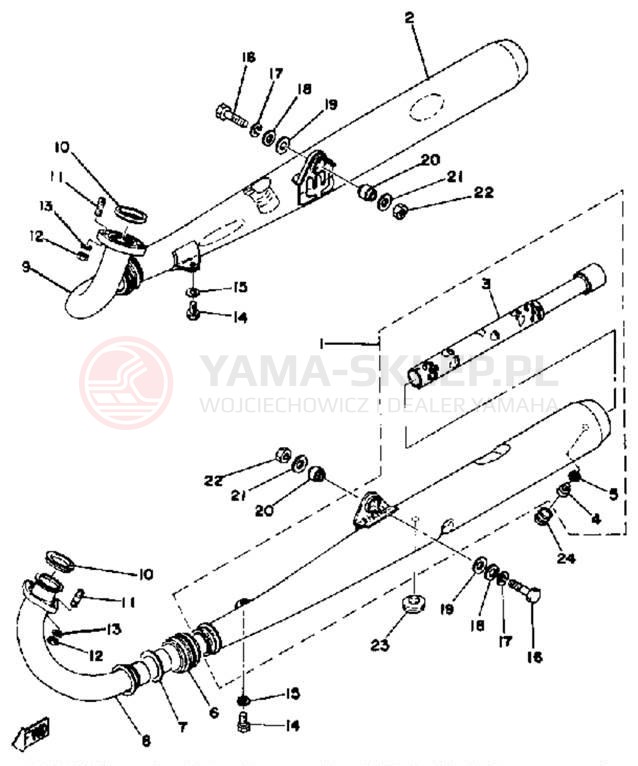 Schemat "Wydech końcowy" do Yamaha RD400D