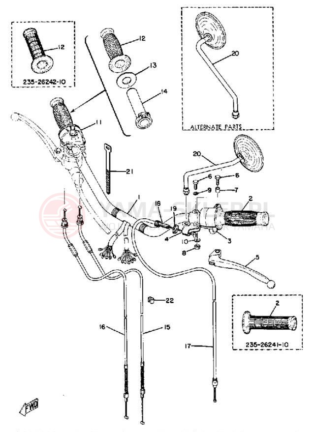Schemat "Kierownica i osprzęt" do Yamaha TX500A