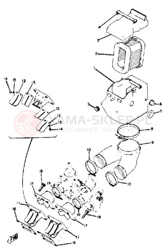 Schemat "Filtr powietrza" do Yamaha RD350