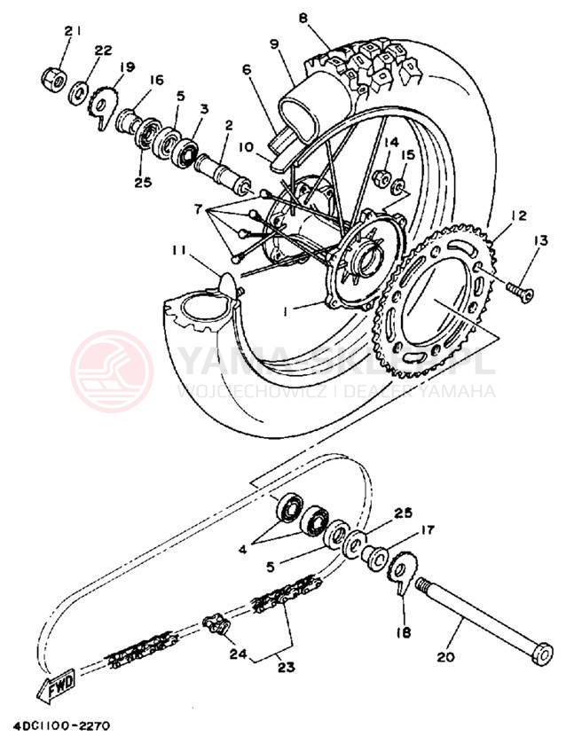 Schemat "Koło tył" do Yamaha WR250ZD
