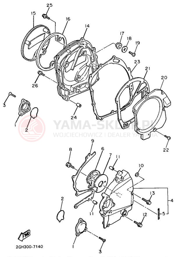 Schemat "Pokrywa silnika" do Yamaha FZR750RU