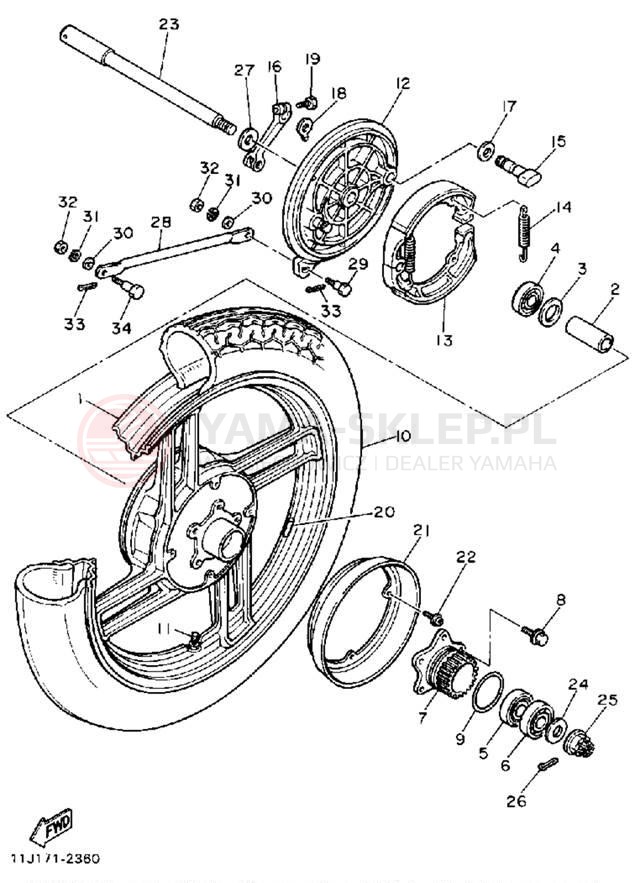 Schemat "Koło tył" do Yamaha XZ550RJ