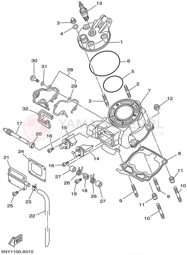 Schemat "głowica" do Yamaha YZ125 YZ125P