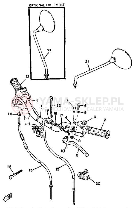 Schemat "Kierownica i osprzęt" do Yamaha XS400F