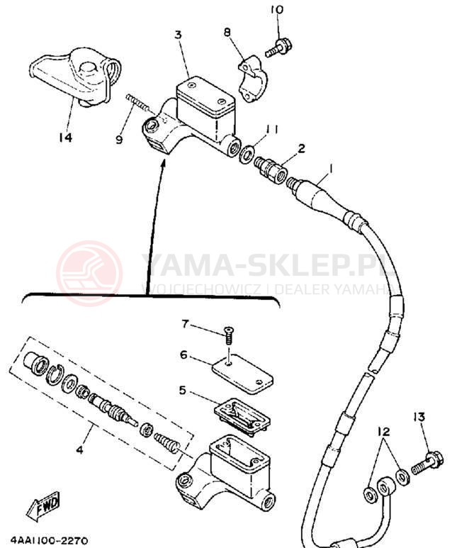 Schemat "Pompa hamulcowa przednia" do Yamaha WR500ZE
