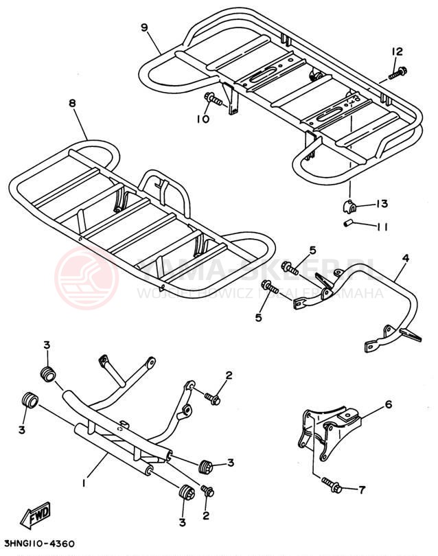 Schemat "osłona / stelaż" do Yamaha BIG BEAR 4WD YFM350FWG