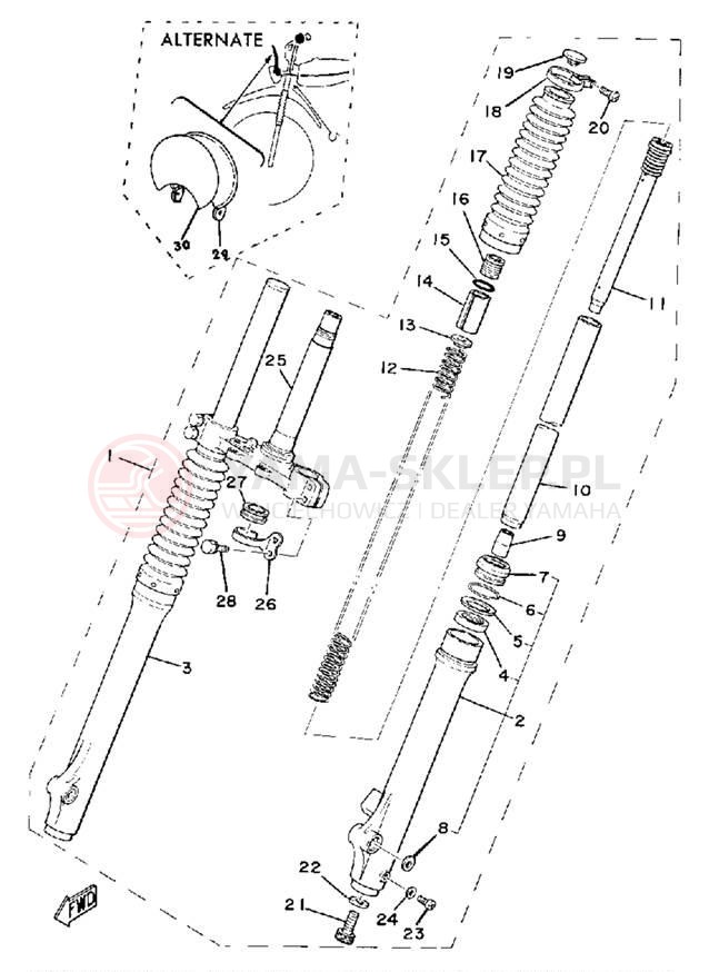 Schemat "Amortyzatory przód" do Yamaha MX175H
