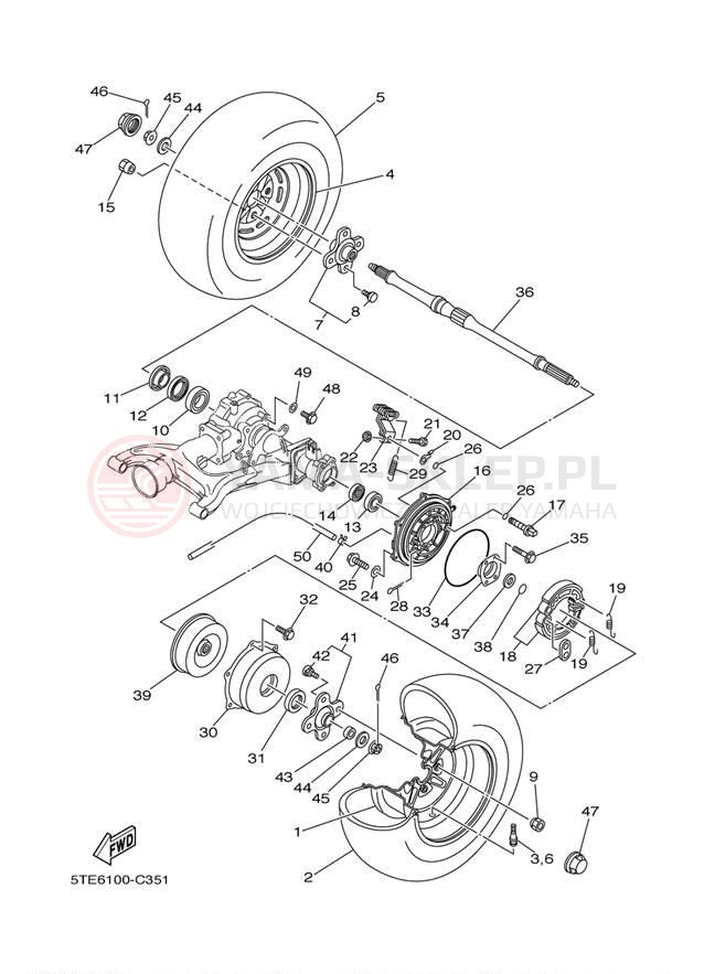 Schemat "Koło tył" do Yamaha BRUIN 350 4X4 YFM35FAT