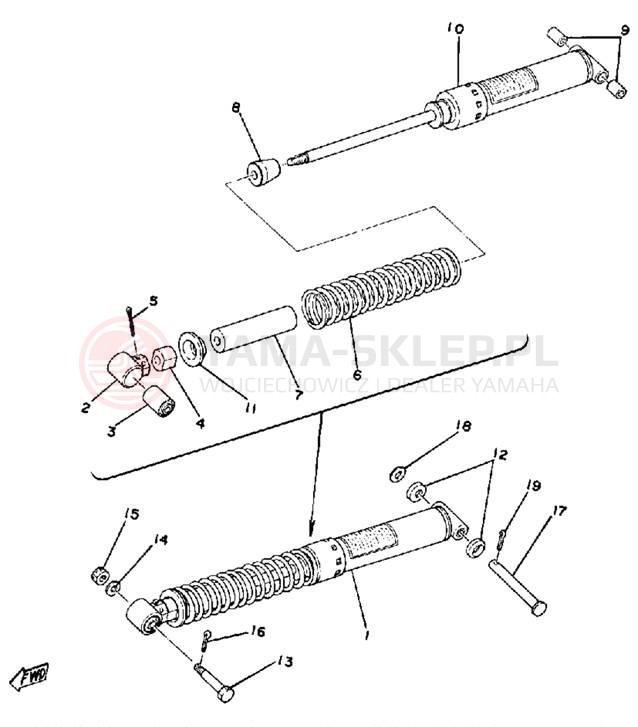 Schemat "zawieszenie tył" do Yamaha DT175F