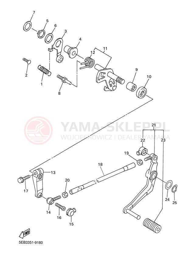 Schemat "Dźwignia zmiany biegów, wałek" do Yamaha R6 YZFR6M/YZFR6MC
