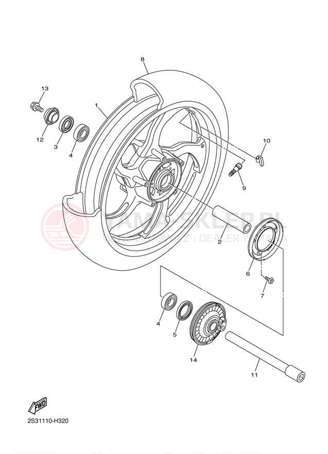 Schemat "Koło przód" do Yamaha V MAX VMX17YB/VMX17YCB