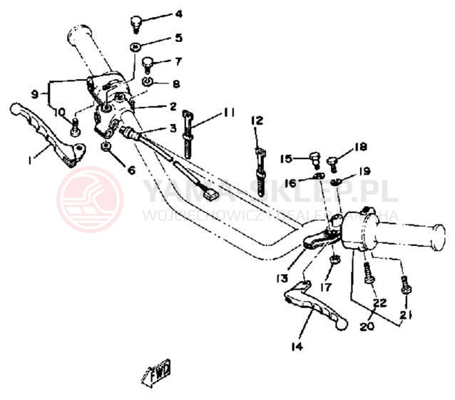Schemat "Kierownica i osprzęt" do Yamaha DT175H