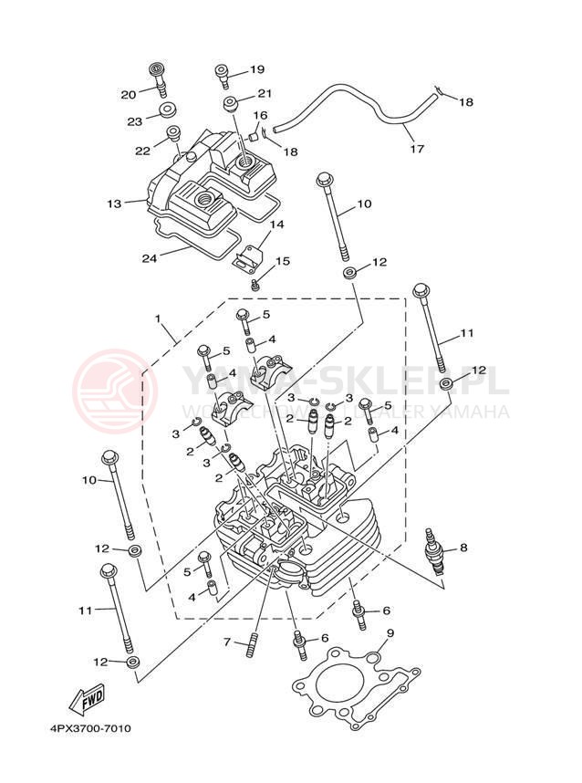Schemat "głowica" do Yamaha TT-R250 TTR250T/TTR250TC