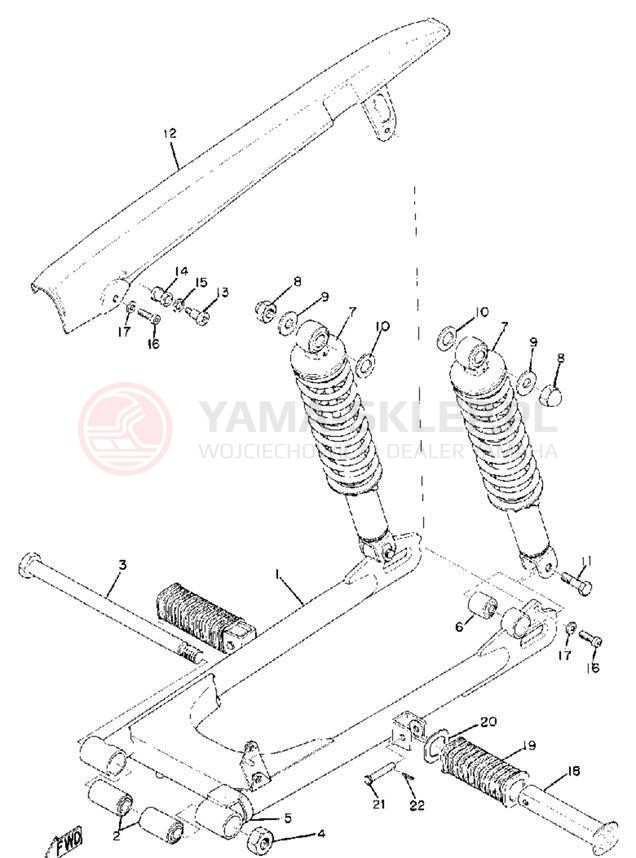 Schemat "Wahacz, osłona łańcucha" do Yamaha CS5