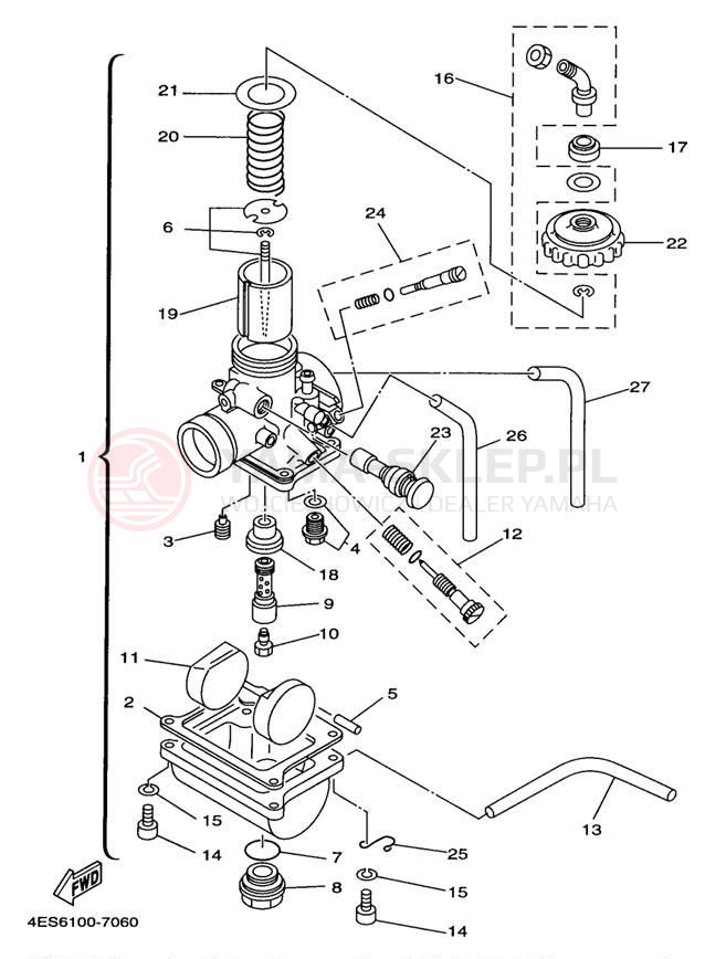 Schemat "Gaźnik" do Yamaha YZ80 YZ80K1