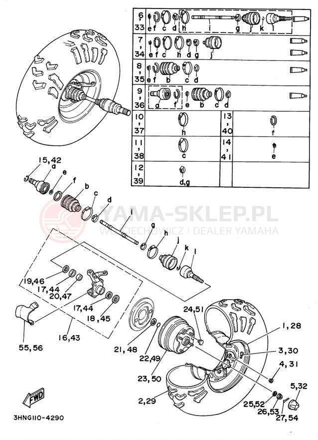 Schemat "Koło przód" do Yamaha KODIAK 4WD YFM400FWG
