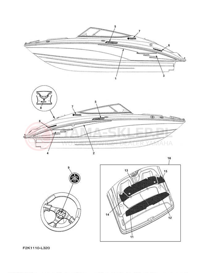 Schemat "naklejki" do Yamaha AR210 LAT1100AL