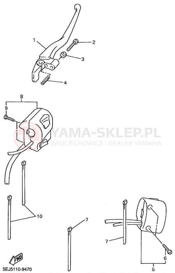 Schemat "Kierownica i osprzęt" do Yamaha XVZ13ATL/XVZ13ATLC