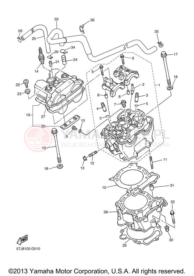 Schemat "cylinder" do Yamaha WR450F WR450FV