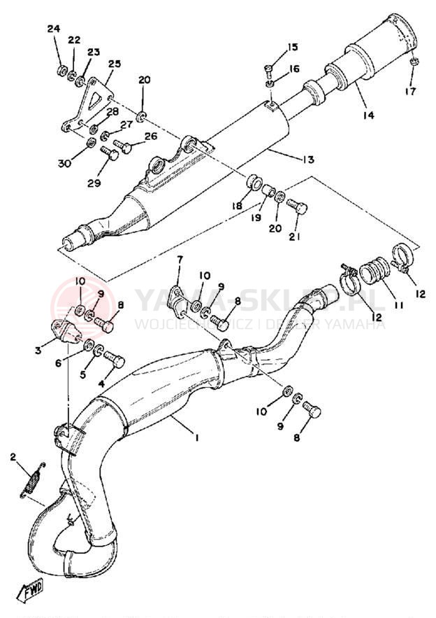 Schemat "Wydech końcowy" do Yamaha IT425G