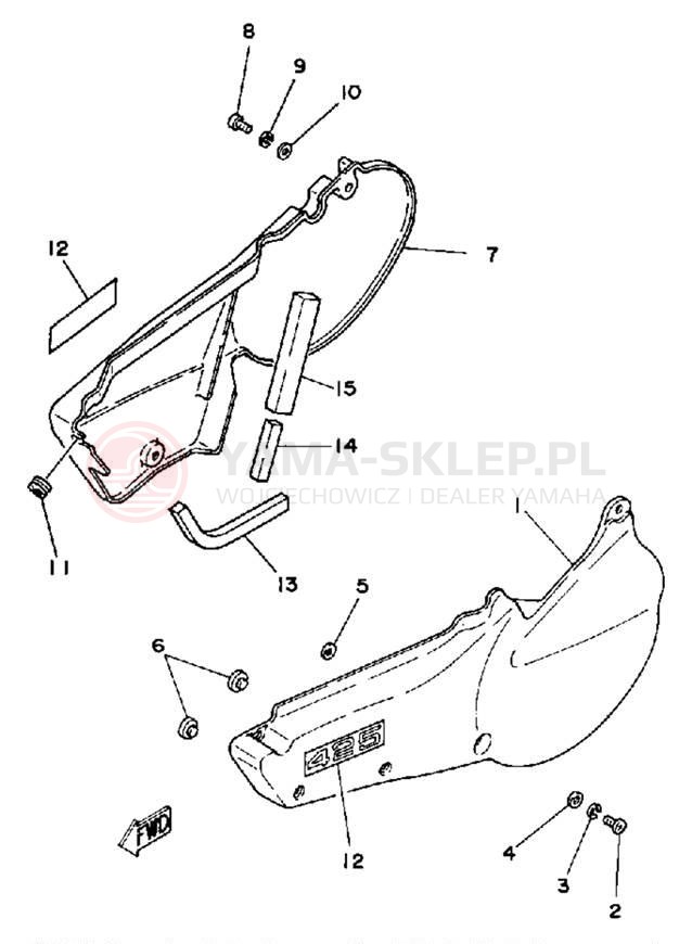 Schemat "Pokrywa boczna" do Yamaha IT425G