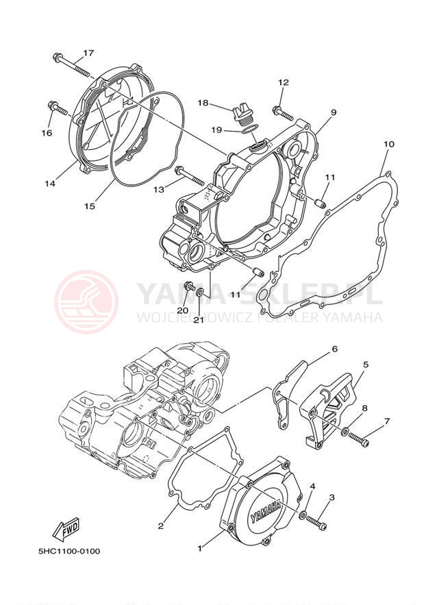Schemat "Pokrywa silnika" do Yamaha YZ250 YZ250M1